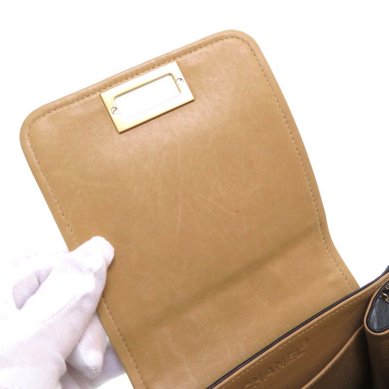 Chanel 255 Chocobar Lambskin Black Gold Hardware Shoulder Bag 0023 — view 5