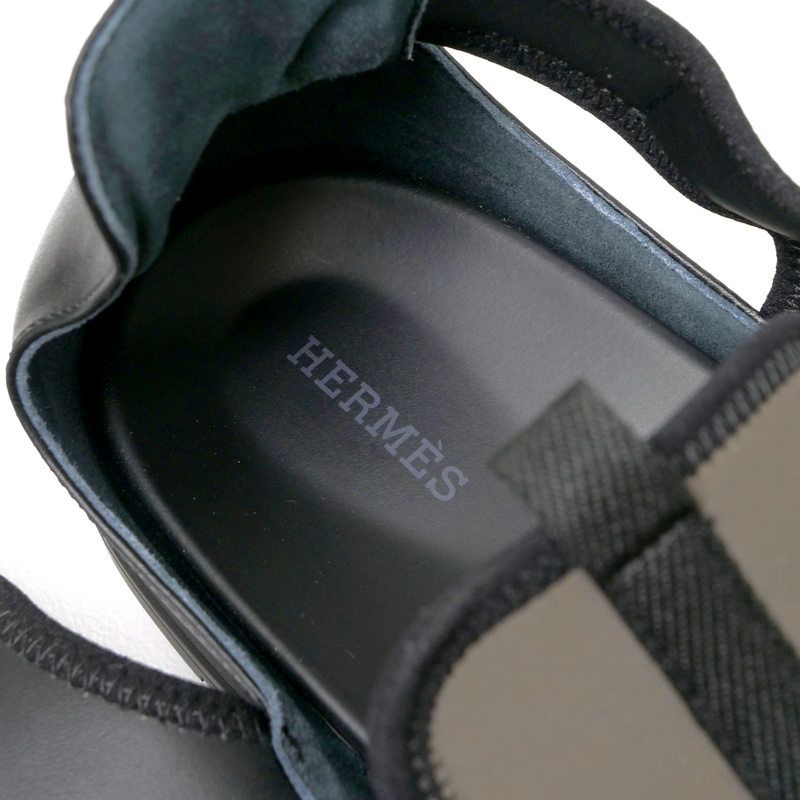 Hermes Giorno Sandals Size 44 Thong Shoes Khaki Black — view 7