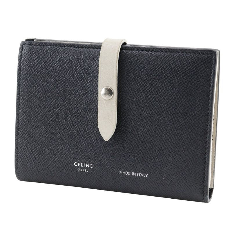 Celine Medium Strap Calf Black Beige Fold Wallet — view 2