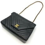 Chanel V-Stitch Flap Shoulder Bag Lambskin Black — view 2