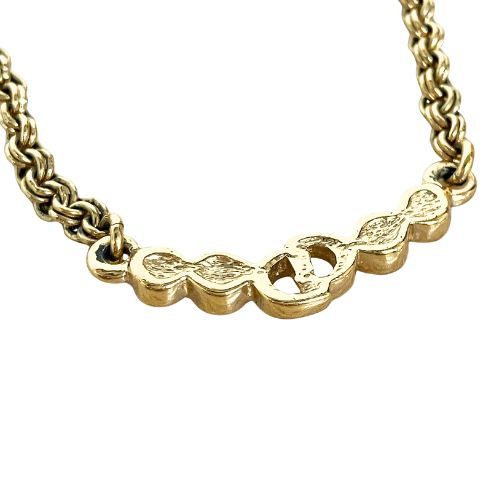 Christian Dior Necklace Metal Vintage Rhinestone CD Logo — view 4