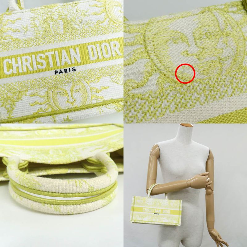 Christian Dior Book Tote Mini M1255 Zecq Handbag Yellow Canvas — view 9