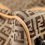 Fendi Zucchino 7 Vs014 Nylon Canvas and Leather Brown Boston Bag — view 4
