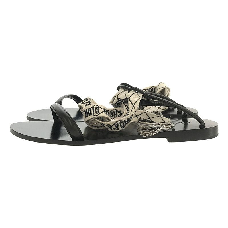 Christian Dior Ja Ankle Ribbon Flat Sandals 38 Black — view 2