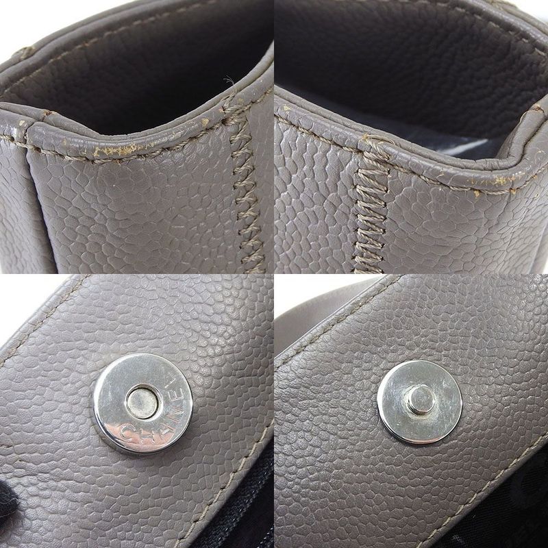 Chanel Tote Bag Chocobar 9 th Soft Caviar Leather Greyish Silver Hardware — view 6