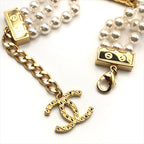 Chanel Bag Motif 3 Rows Pearl Gold Bracelet — view 5