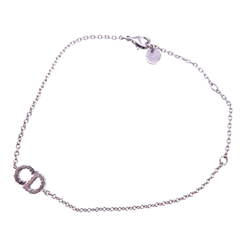 Christian Dior Cles D-lune CD Logo Bracelet Metal Rhinestone Silver 0089 — view 3