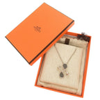 Hermes Col H Metal Leather Silver Gray Necklace Pendant 1333 — view 3