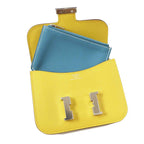 Hermes Constance Slim Verso Silver Hardware Evercolor Coin Case Sun New Blue — view 3
