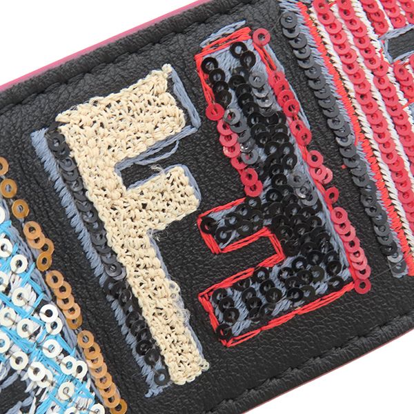 Fendi Shoulder Strap FF Logo Leather Black Multicolor Silver Hardware Sequins — view 4