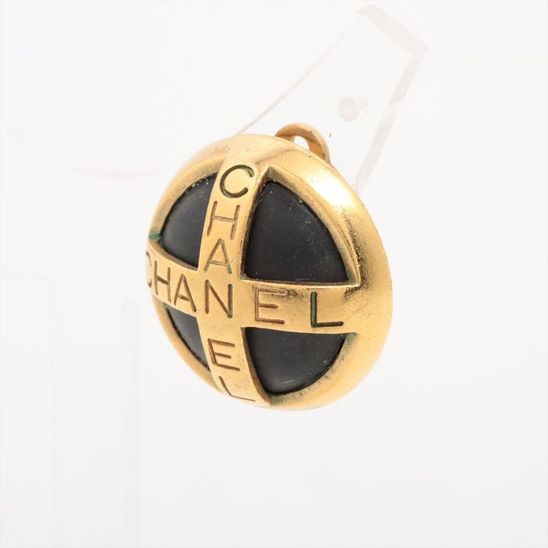 Chanel Logo Earrings 94 A GP Gold And Black — view 4