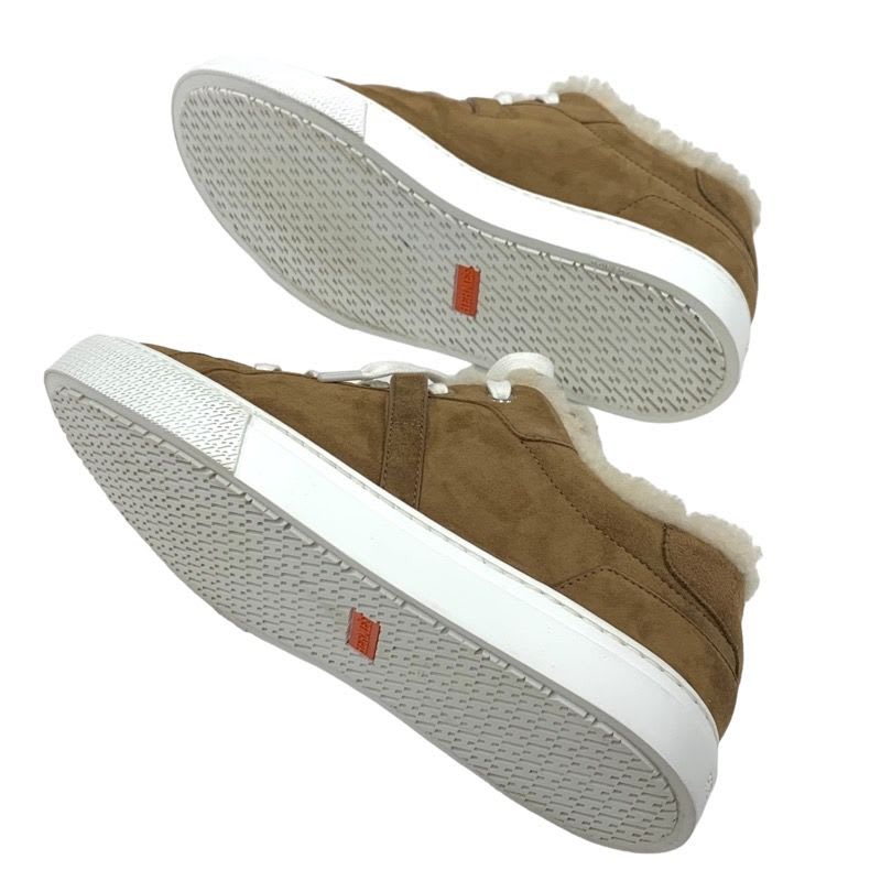 Hermes Day Sneakers Shoes Kelly Hardware Suede Shearling Brown — view 6