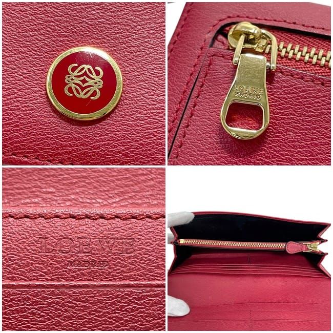 Loewe Foldable Long Wallet Continental Red Anagram — view 5