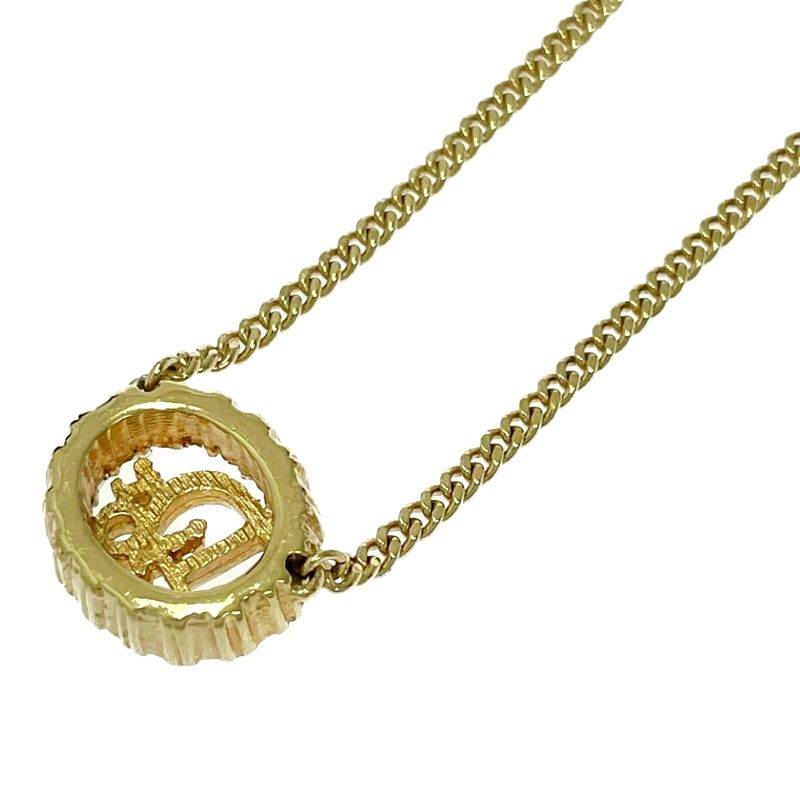 Christian Dior GP Rhinestone Logo Necklace Gold — view 6