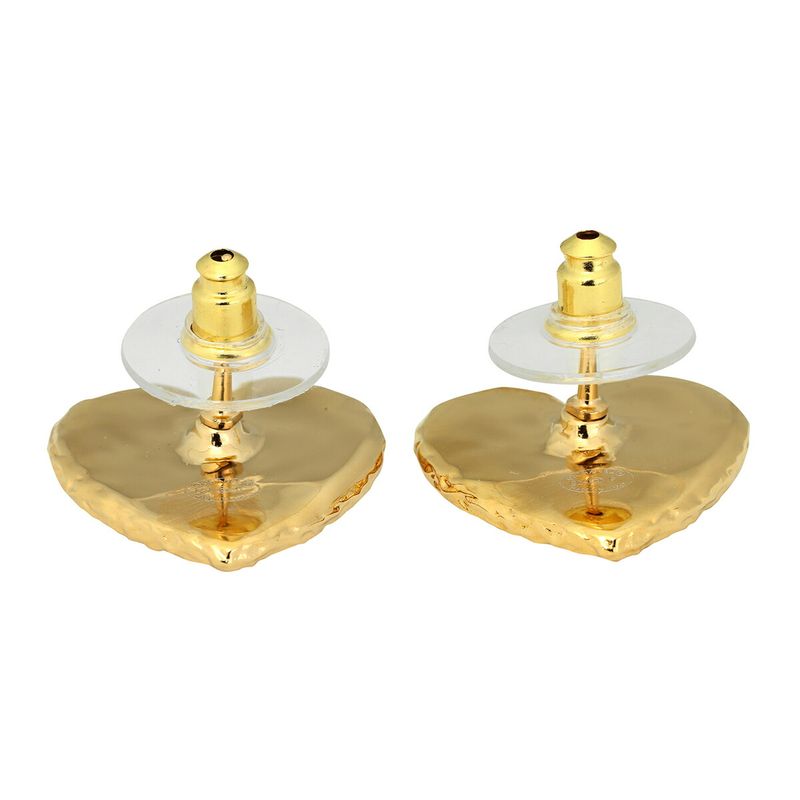 Chanel Heart Motif Earrings Gold Black — view 5