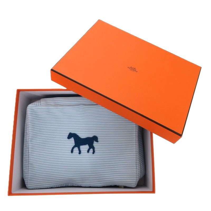 Hermes Cabriole Togo Bag MM Cotton White Blue Water 1009 Pouch — view 2