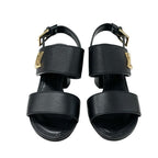 Louis Vuitton Horizon Line Sandals Shoes Leather Black Gold Lvhardware Strap — view 2