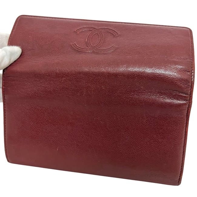 Chanel Bifold Long Wallet Bordeaux Burgundy Coco Mark — view 6