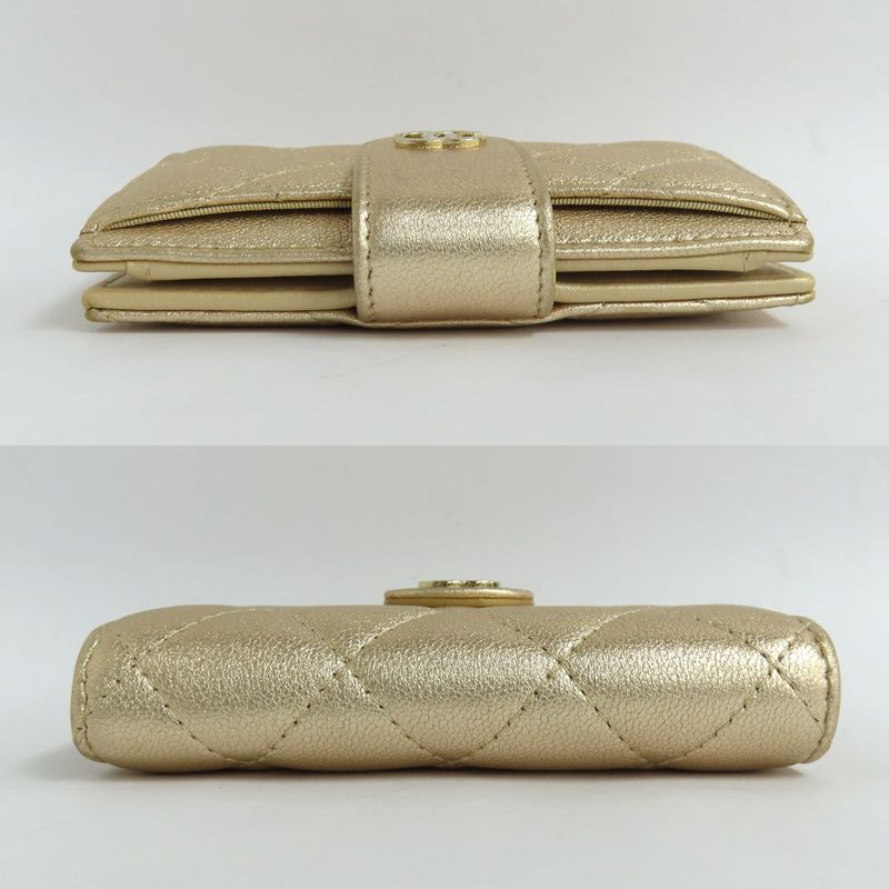 Chanel Classic Small Wallet Ap1991 Quilted Card Bifold Gold Mini — view 3