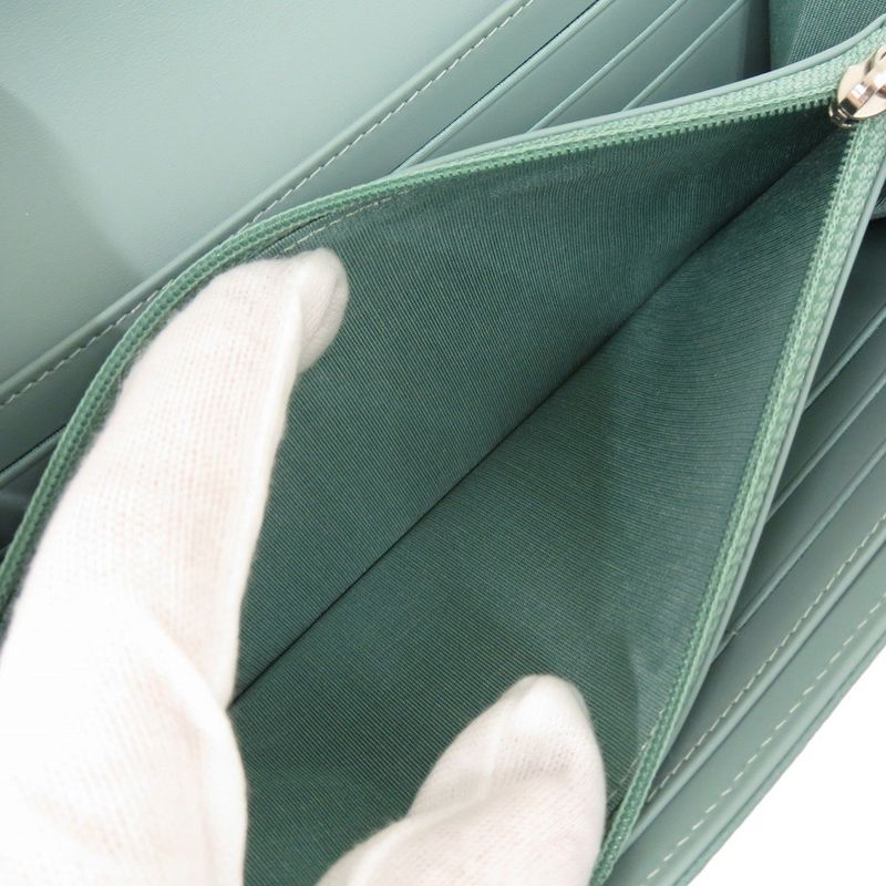 Chanel Coco Mark Caviar Leather Silver Hardware Mint Green Long Wallet 0330 — view 5