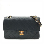 Chanel CC Logo Chain Shoulder Bag Lambskin Double Flap Black — view 2