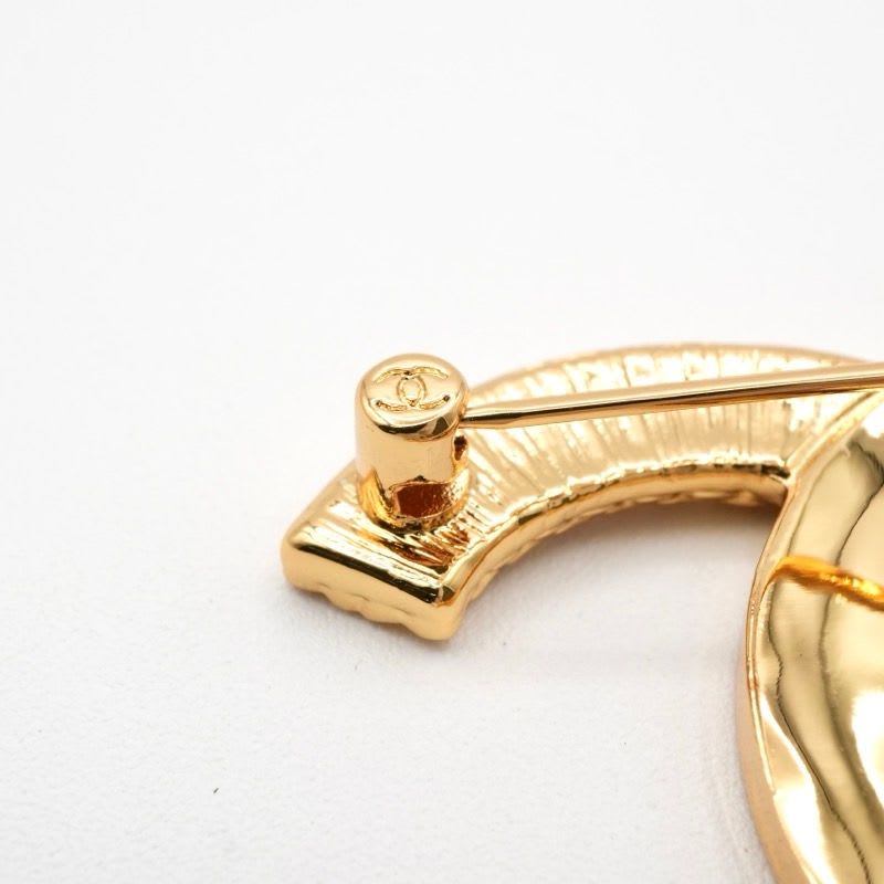 Chanel Brooch Corsage Gold Black Coco Mark — view 8