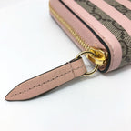 Gucci Wallet Pink GG Supreme Candy Cane Stripe Zip Around — view 7