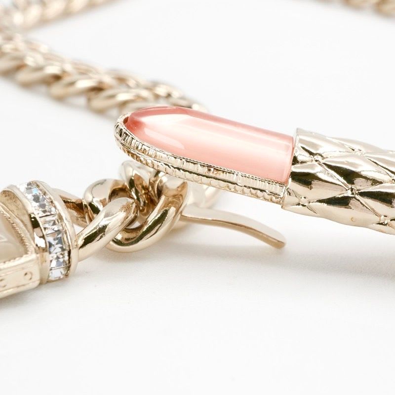 Chanel Choker Gold Black Pink Coco Mark Lip Rhinestone Chain — view 6