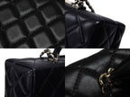 Chanel CC Logo Quilted Chain Shoulder Handbag Lambskin Black — view 8
