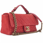 Chanel Chain Shoulder Bag Quilted Turnlock 2-Way Caviar Leather Red Gold Hardware — view 4