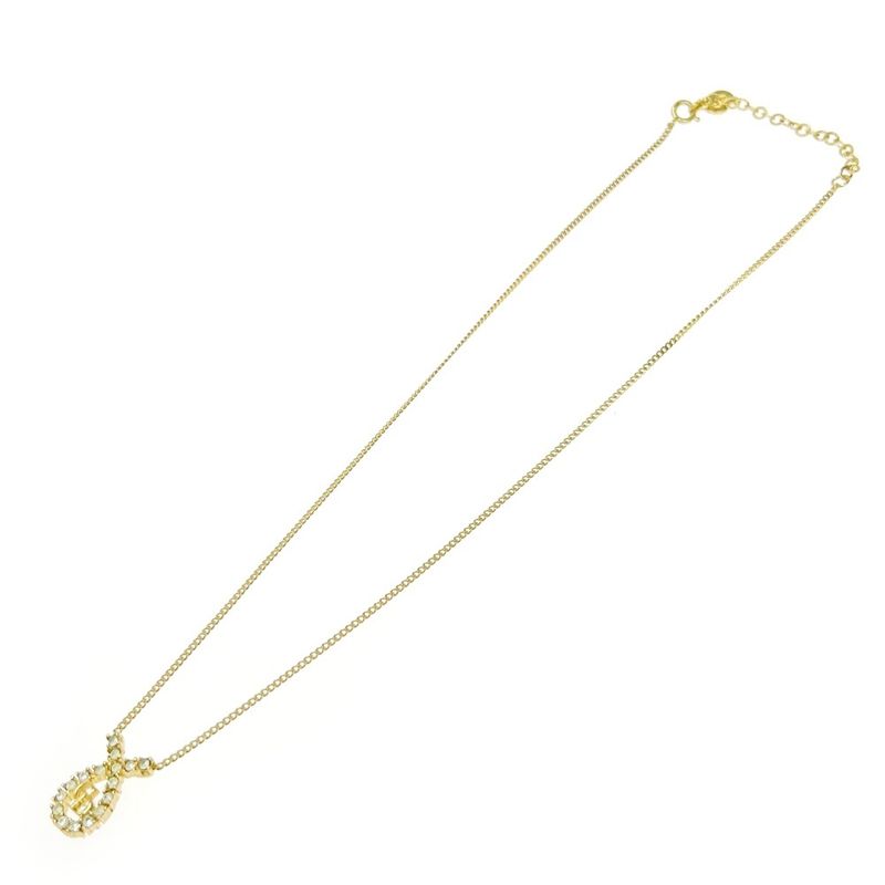 Christian Dior GP Rhinestone CD Logo Necklace Gold — view 4