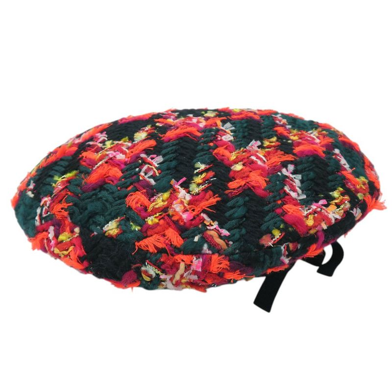 Gucci Tweed Check Beret With Ribbon GG Logo Wool Nylon Multicolor 1645 — view 4