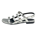 Hermes Transat Sandals Shoes Leather Silver Flat Kelly Hardware — view 3