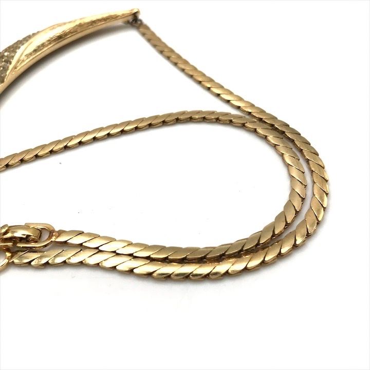 Dior Rhinestone Gold Black Necklace — view 4