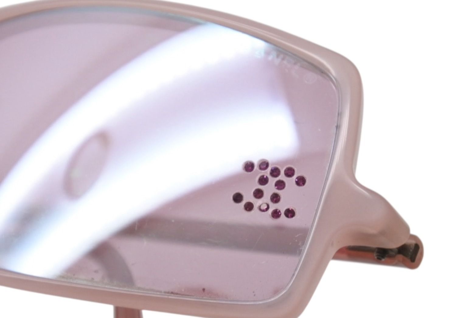 Chanel CC Logo Rhinestone Square Sunglasses Pink Acetate Eyewear — view 5