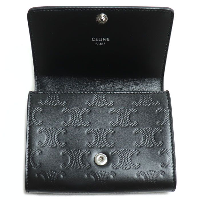 Celine Business Card Holder Triomphe Embossed Case Black 10 M243 Fqd38 si — view 4