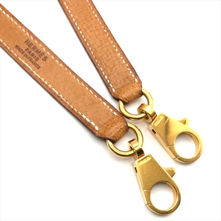 Hermes Leather Kelly Bag Shoulder Strap Brown — view 2