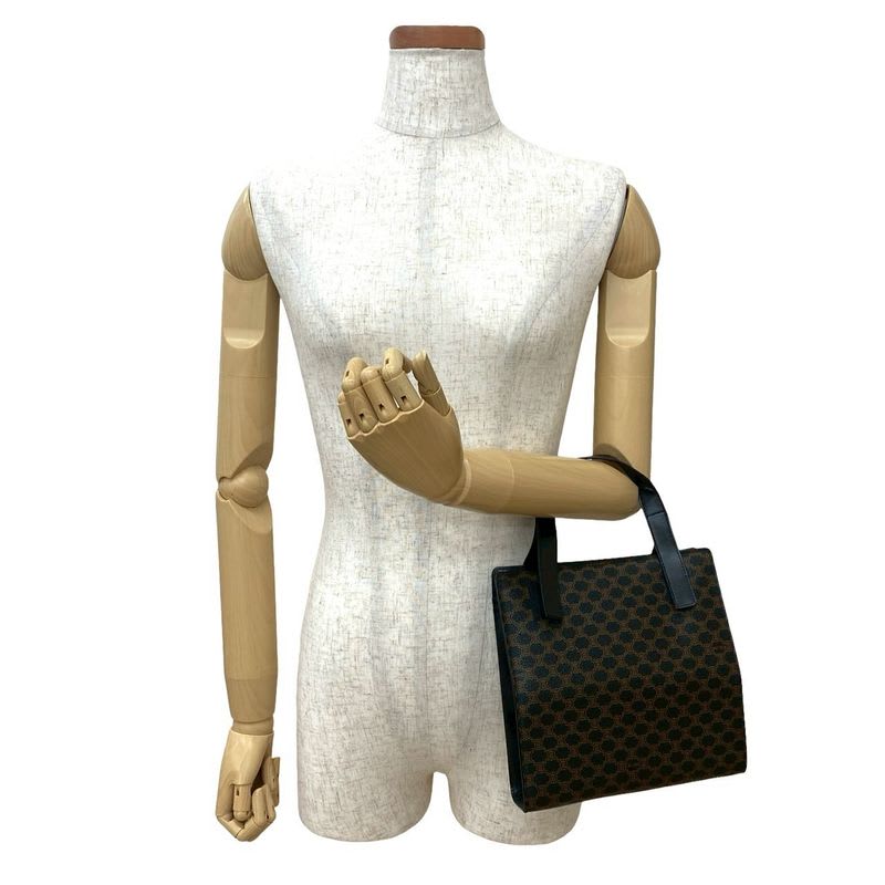Celine Vintage Macadam Blason Pattern Leather Handbag Mini Tote Bag