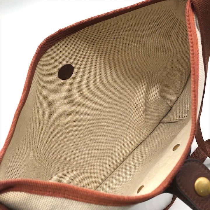 Hermes Canvas Saco Rodeo Toile Ash Shoulder Bag Brown — view 8