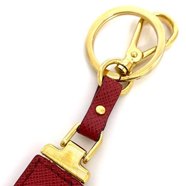 Prada Logo Key Ring Red Saffiano 1 Pp067 Leather — view 6