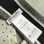 Christian Dior Mitzah Mini Scarf Twirly 100% Silk Logo Dots Polka White — view 7