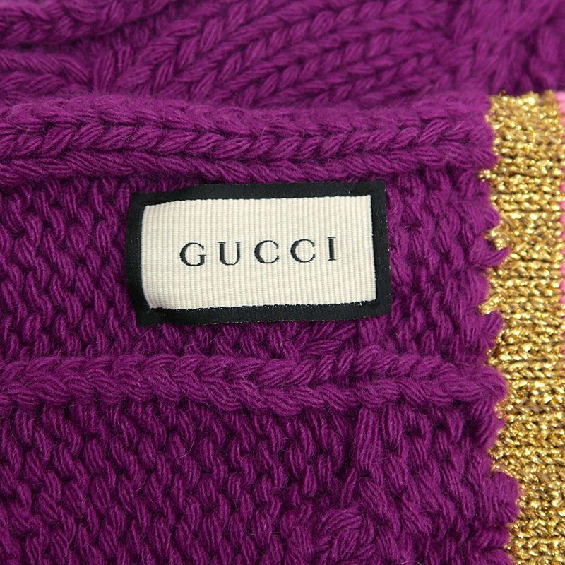 Gucci Cable-Knit Scarf Cashmere Blend Purple — view 3
