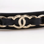 Chanel Headband Coco Mark Chain Lambskin Black Silver — view 5