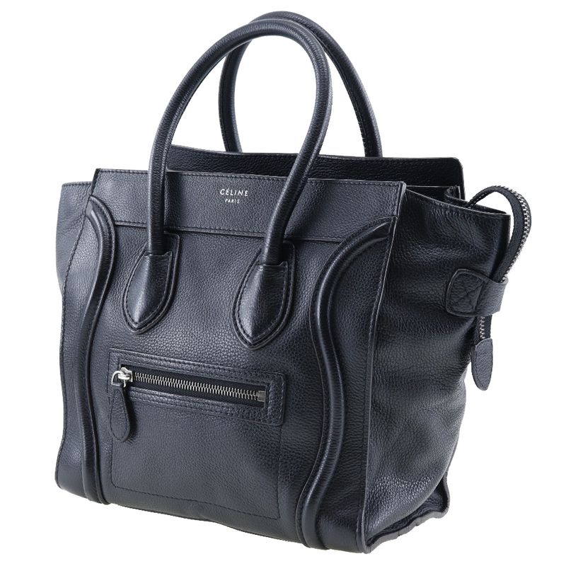 Celine Luggage Micro Shopper Calf Black Handbag — view 2