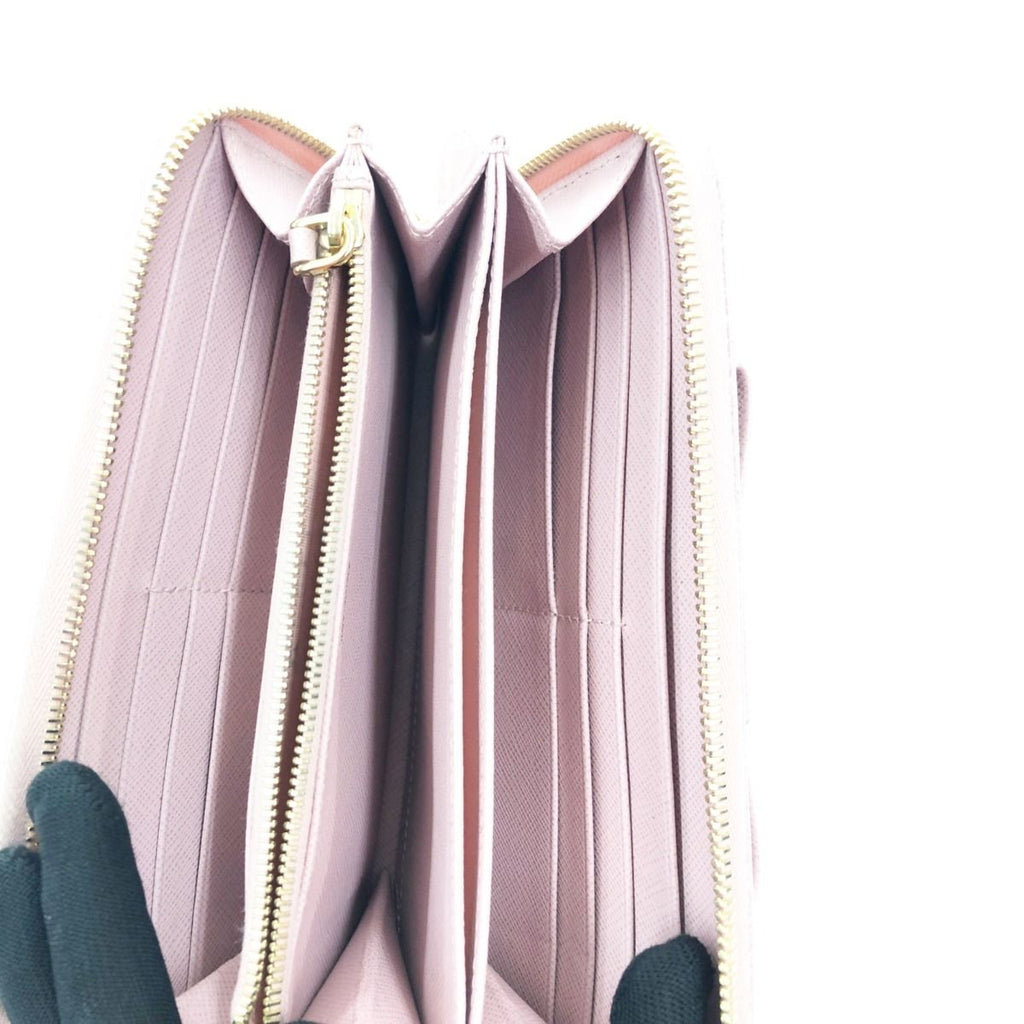 Prada Saffiano Ribbon Round Zipper Long Wallet 1 Ml506 ztm Pink — view 6