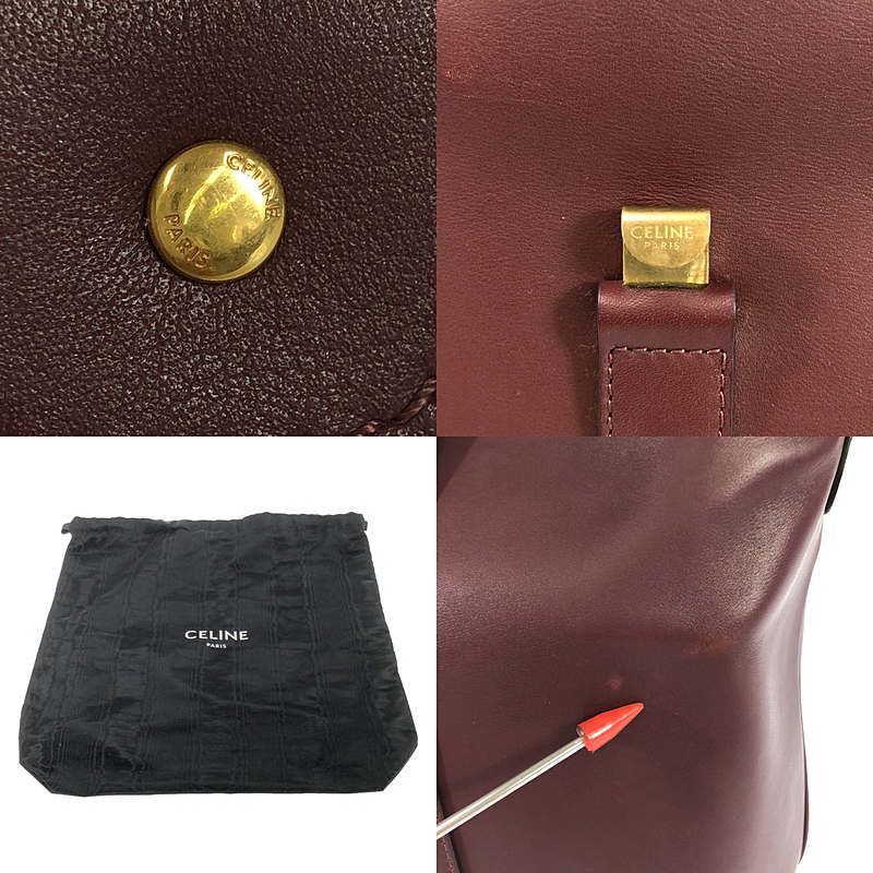 Celine Leather Shoulder Bag Bordeaux — view 9