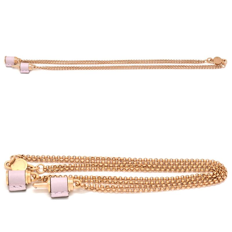 Hermes Charnieres PM Necklace Swift Leather Gold Color Metal Neck Circumference — view 3