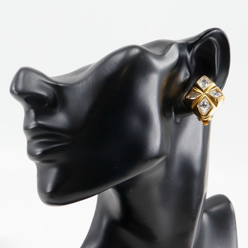 Chanel Bijoux Vintage Gold Plated and Rhinestone 22.5 g Earrings — view 3