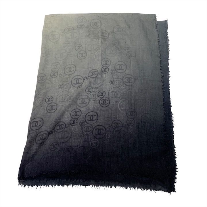 Chanel CC Logo Gradient Cashmere Large Shawl Scarf — view 9