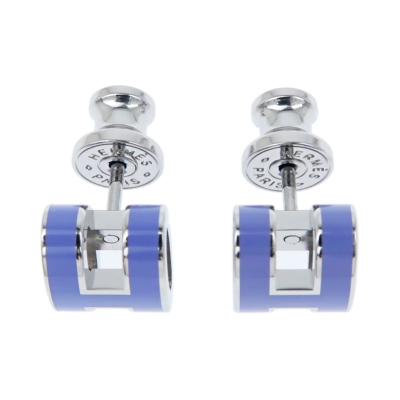 Hermes Earrings Pop Ash Mini H Pair Lila Purple Silver Color Jewelry — view 5